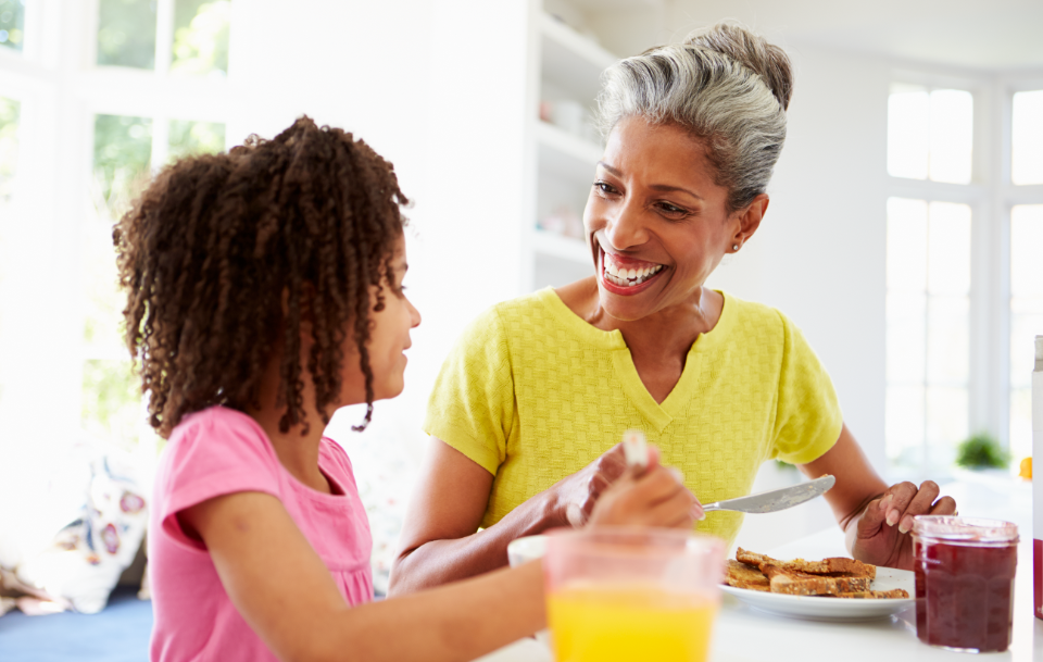 Photo of a grandma feeding