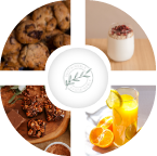 A chart showing images of food in a circle with sustainable written in the center